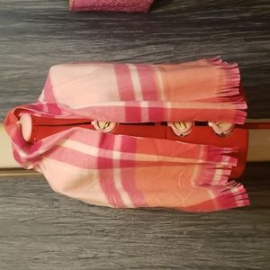 Pink plaid fleece scarf